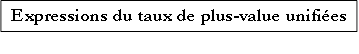 Expressions du taux de plus-value unifies